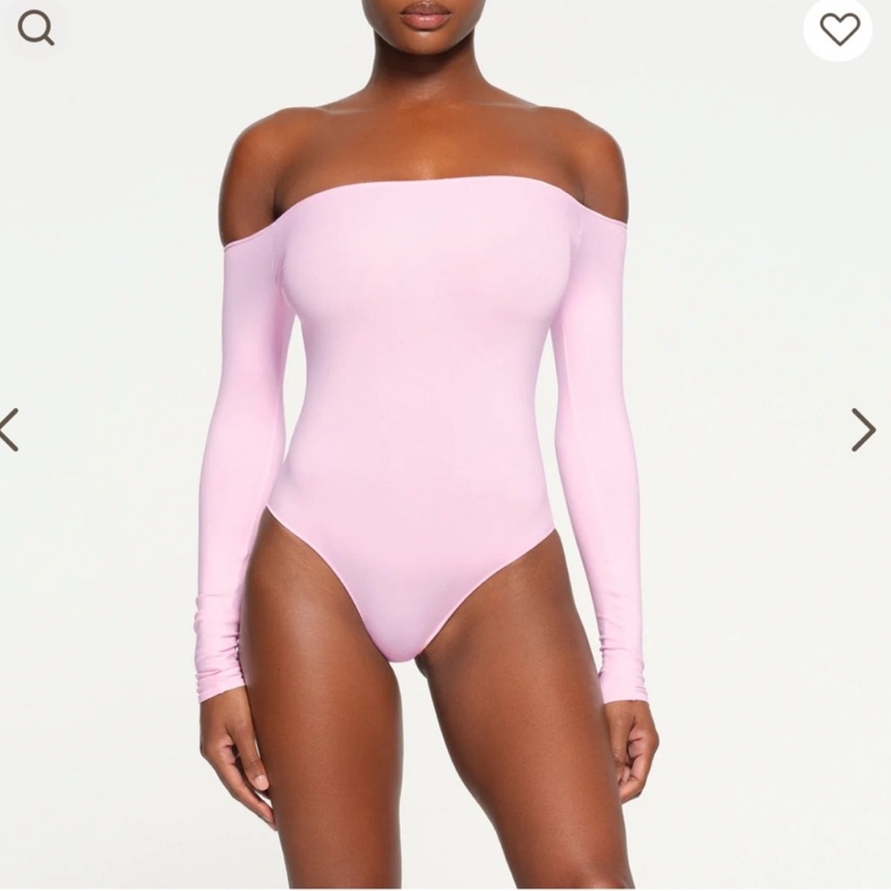 SKIMS essentials off the shoulder bodysuit in cherry blossom